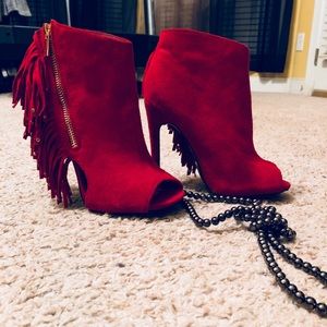 Cupid Red Fringe Boots